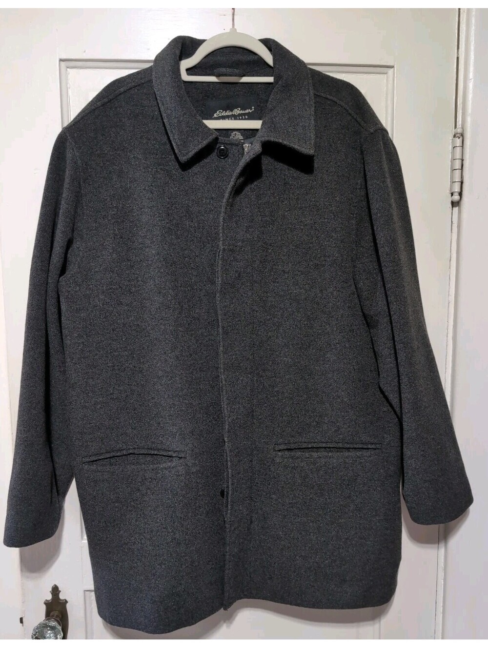 Eddie Bauer Wool-Blend Car Coat Jacket Charcoal Gorpcore Men's L(C)